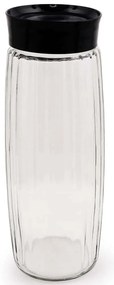 Βάζα Αποθήκευσης (Σετ 6Τμχ) 430KSV1537 10x10x26cm 1,6lt Clear-Black Hermia Γυαλί