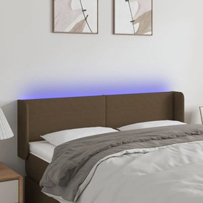 vidaXL Κεφαλάρι Κρεβατιού LED Σκούρο Καφέ 147x16x78/88 εκ. Υφασμάτινο