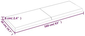 Ράφι Τοίχου Σκούρο Καφέ 160x50x(2-6) εκ. Επεξ. Μασίφ Ξύλο Δρυός - Καφέ