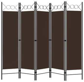 vidaXL Διαχωριστικό Δωματίου με 5 Πάνελ Καφέ 200 x 180 εκ.