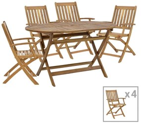 Mobie-Falov dining table set of 5 natural solid acacia wood 130x80x72cm 130x80x72 εκ.