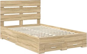 vidaXL Σκελετός Κρεβατιού Δρύς Sonoma 135 x 190 cm Επεξεργασμένο Ξύλο