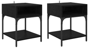 vidaXL Κομοδίνο 2 pcs Μαύρη Οξυά 40 x 40 x 50 cm Επεξεργασμένο ξύλο