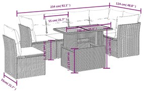 vidaXL Σαλόνι Κήπου Σετ 7 τεμ. Μπεζ Συνθετικό Ρατάν με Μαξιλάρια