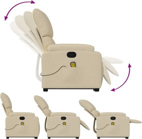 vidaXL Πολυθρόνα Μασάζ Ανακλινόμενη με Ανύψωση Κρεμ Υφασμάτινη