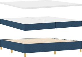 vidaXL LED Κρεβάτι με βάθρο με κεφαλάρι Μπλε 200 x 200 cm ύφασμα