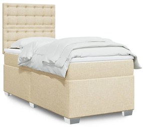 Κρεβάτι Boxspring με Στρώμα Κρεμ 90x190 εκ.Υφασμάτινο