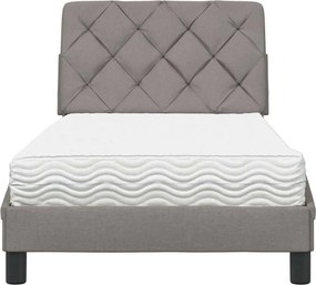 vidaXL Κρεβάτι με Στρώμα Taupe 90x200 εκ. Υφασμάτινο