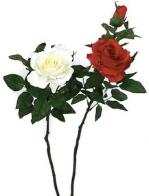 Τεχνητό Λουλούδι Τριαντάφυλλο 00-00-6858A 80cm Ecru-Red Marhome Συνθετικό Υλικό