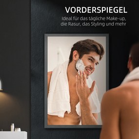 Ντουλάπι καθρέφτη, ντουλάπι μπάνιου, 3 ράφια, ανοξείδωτο, 40x12x60cm, μαύρο