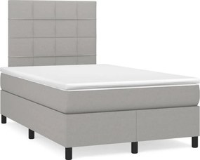 vidaXL Κρεβάτι Boxspring με Στρώμα Ανοιχτό Γκρι 120x200 εκ. Υφασμάτινο