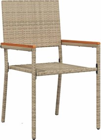 vidaXL Σέτ φαγητού για κήπο 7 pcs Μπεζ συνθετικό ρατάν