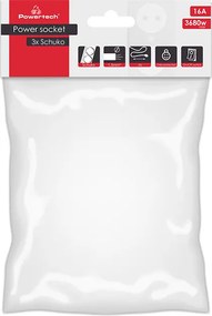 POWERTECH πολύπριζο ασφαλείας PT-1055, 3x schuko, 16A, 1.4m, λευκό