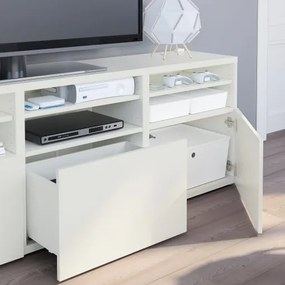 BESTÅ σύνθεση αποθήκευσης TV/γυάλινες πόρτες/συρτάρια με μαλακό κλείσιμο, 180x42x192 cm 794.071.91