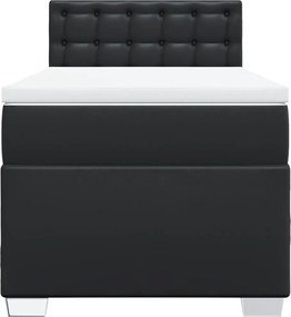 vidaXL Κρεβάτι Boxspring με Στρώμα Μαύρο 90x190εκ. από Συνθετικό Δέρμα