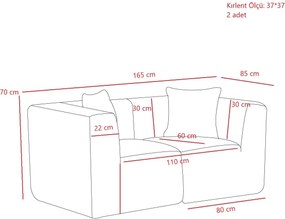 Διθέσιος Καναπές Κρέμα RAKS 85x165x70