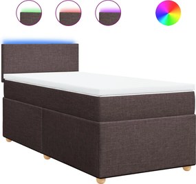 vidaXL Κρεβάτι Boxspring με Στρώμα Σκούρο Καφέ 100x200 εκ. Υφασμάτινο