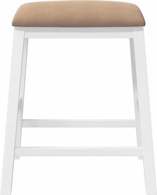 vidaXL Καρέκλες μπαρ με μαξιλάρια 2 τεμάχια Λευκό μασίφ ξύλο καουτσούκ