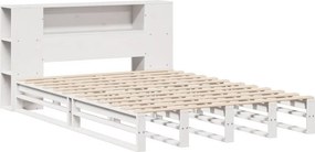 vidaXL Κρεβάτι Βιβλιοθήκη Χωρίς Στρώμα Λευκό 135x190 εκ Μασίφ Πεύκο
