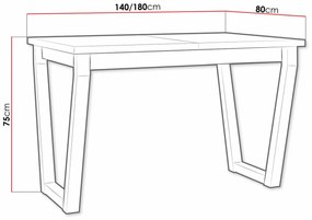 Τραπέζι Victorville 301, Sonoma οξιά, Μαύρο, 75x80x140cm, 38 kg, Επιμήκυνση, Πλαστικοποιημένη μοριοσανίδα, Μέταλλο | Epipla1.gr
