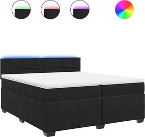 vidaXL Κρεβάτι Boxspring με Στρώμα Μαύρο 200x200 εκ. Βελούδινο
