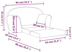 Καναπές/Κρεβάτι Παιδικός Διθέσιος Αν Γκρι Μαλακό Βελουτέ Ύφασμα - Γκρι