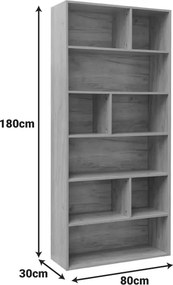 Βιβλιοθήκη Evergin pakoworld mdf σε oak απόχρωση 80x30x180εκ