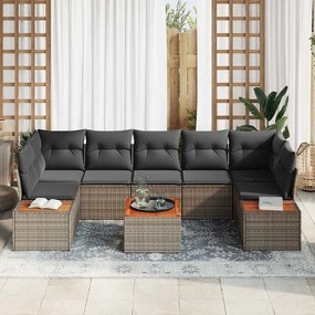 vidaXL Σετ Καναπέ Κήπου με μαξιλάρι 8 pcs Γκρι Πολυ ράταν