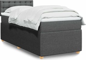 vidaXL Κρεβάτι Boxspring με Στρώμα Σκούρο Γκρι 90x200 εκ. Υφασμάτινο