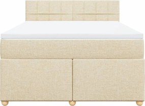 vidaXL Κρεβάτι Boxspring με Στρώμα Κρεμ 140x200 εκ. Υφασμάτινο
