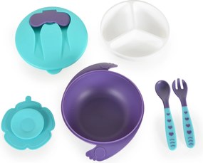 Feeding bowl with fork and spoon Jelly blue F1730