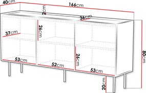 Μπουφές Lucca-Leuko - 166.00Χ80.00Χ40.00cm