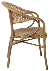 Rattan VEGERA Πολυθρόνα ALU &amp; Wicker Φυσικό 57x59x84cm