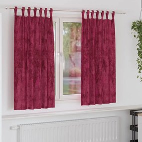 vidaXL Κουρτίνα με κουρτίνες 2 pcs Μπορντό 175 x 140 εκ. Βελούδο