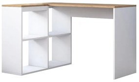 Work desk-shelf unit left corner Sidney walnut-white 120x50x75cm 120x50x75 εκ.