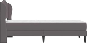vidaXL Σκελετός κρεβατιού με στρώμα Γκρι 90 x 190 cm Τεχνητό Δέρμα