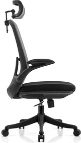 BF3950 Πολυθρόνα Γραφείου Διευθυντή, Mesh Γκρι, Ύφασμα Μαύρο   1τμχ