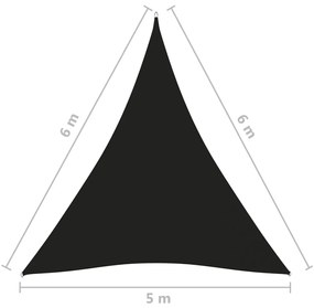 Πανί Σκίασης Τρίγωνο Μαύρο 5 x 6 x 6 μ. από Ύφασμα Oxford - Μαύρο