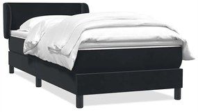 Κρεβάτι Boxspring με Στρώμα Μαύρο 80x220 εκ. Βελούδινο - Μαύρο