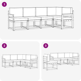 vidaXL Σειρά Καναπέ Εξωτερικού με μαξιλάρι 5 pcs Λευκό και Μπεζ