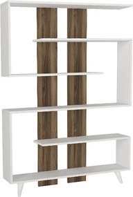 Βιβλιοθήκη Rain Megapap χρώμα λευκό - καρυδί 120x19,5x162εκ.