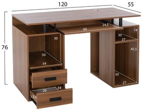 ΓΡΑΦΕΙΟ ΜΕΛΑΜΙΝΗΣ STATUS  WALNUT 120Χ55Χ76 εκ.