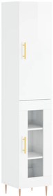 vidaXL Ντουλάπι Γυαλ. Λευκό 34,5 x 34 x 180 εκ. από Επεξεργασμένο Ξύλο