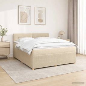 vidaXL Κρεβάτι box spring με στρώμα Κρεμ 140 x 190 cm Ύφασμα