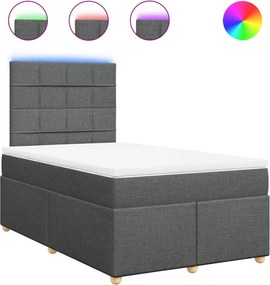 vidaXL Κρεβάτι Boxspring με Στρώμα Σκούρο Γκρι 120x200 εκ. Υφασμάτινο