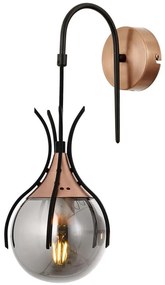 Φωτιστικό Τοίχου - Απλίκα 301AUR1526 Φ18x40cm 1xE27 6W Black-Copper Opviq