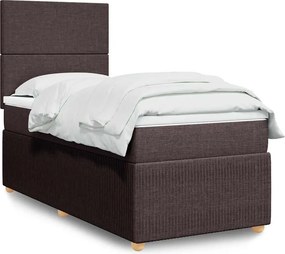 vidaXL Κρεβάτι Boxspring με Στρώμα Σκούρο Καφέ 90x190 εκ. Υφασμάτινο