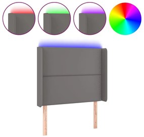 Κεφαλάρι Κρεβατιού LED Γκρι 83x16x118/128 εκ. Συνθετ. Δέρμα - Γκρι