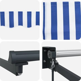 vidaXL Αναδιπλούμενη τέντα Μπλε και άσπρο 4 x 2 m