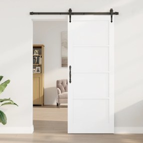 vidaXL Συρόμενη Πόρτα με Σετ Εξαρτημάτων 'ORKDAL' Λευκή Στερεά Ξυλεία Πεύκου